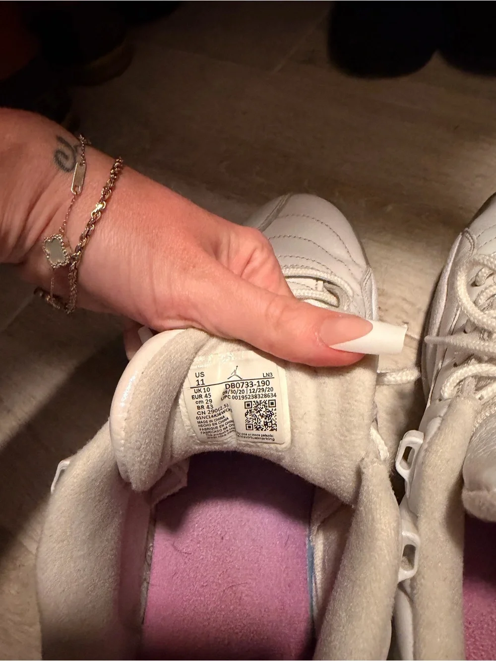 Jordan Women’s Low-Top White Leather Sneakers with Pink Insoles